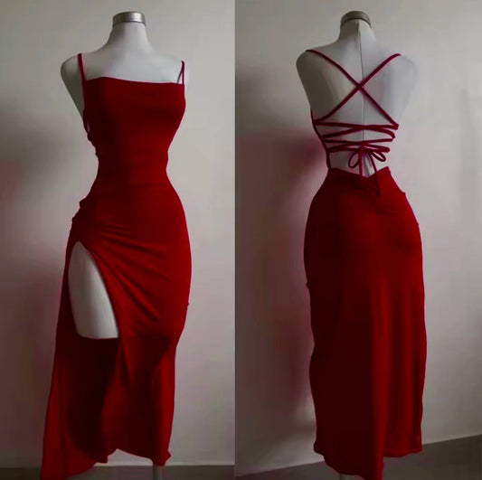 Explosive new dress summer high sensibility halter strap Spice Girl bag hip dress